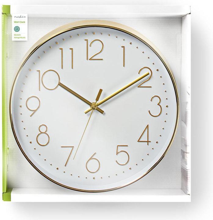 Actual product image Nedis CLWA015PC30GD Circular Wall Clock, Diameter 30 cm, Easy to Read Numerals, Gold (30 cm)