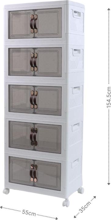 Produktbild Hermex Regalsystem 55 Vorratsschrank Faltbox Haushaltsschrank Rollkommode (55 x 35 x 154.50 cm)