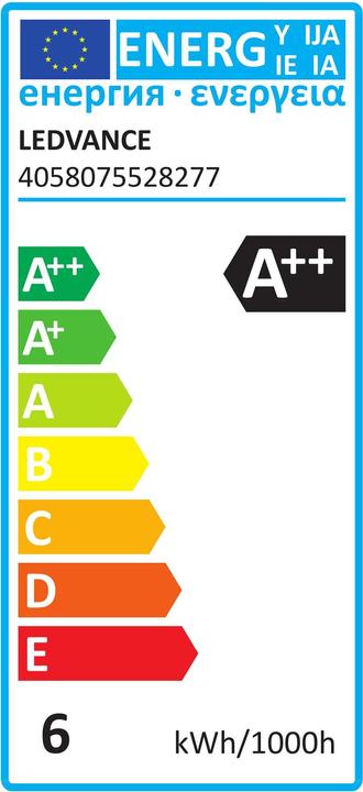 Label énergétique Ledvance transparent (E27, 6 W, 806 lm, 1 x, E)