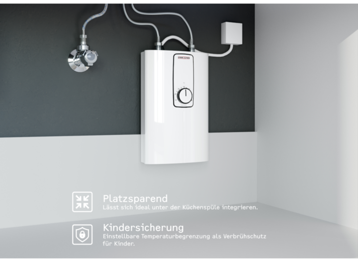 Actual product image Stiebel Eltron DCE 11/13 Electronic compact instantaneous water heater for the kitchen, under-sink, VDE tested