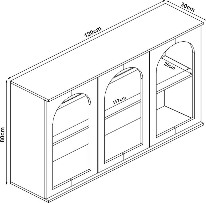 Actual product image En.Casa Sideboard Trorhun 120x30x80 cm Weiss (120 x 30 x 80 cm)