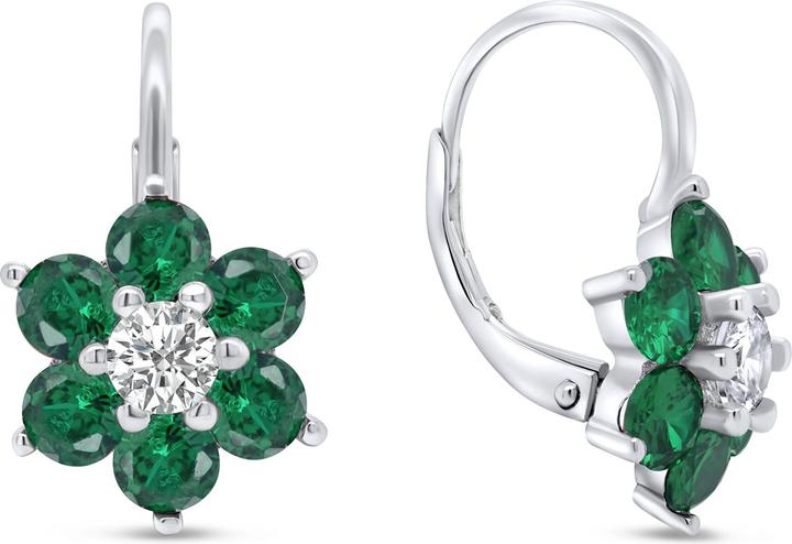 Immagine prodotto Brilio Argento - Orecchini in argento con zirconi verdi Fiori EA307WG