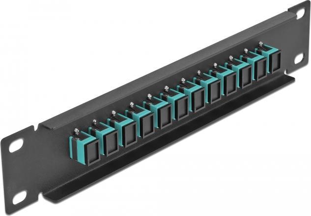Image du produit Delock 10? Panneau de brassage fibre optique 12 ports SC Simplex aqua 1U noir