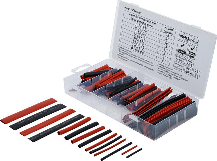 Produktbild BGS Schrumpfschlauch-Sortiment rot / schwarz 150-tlg. (150 x)