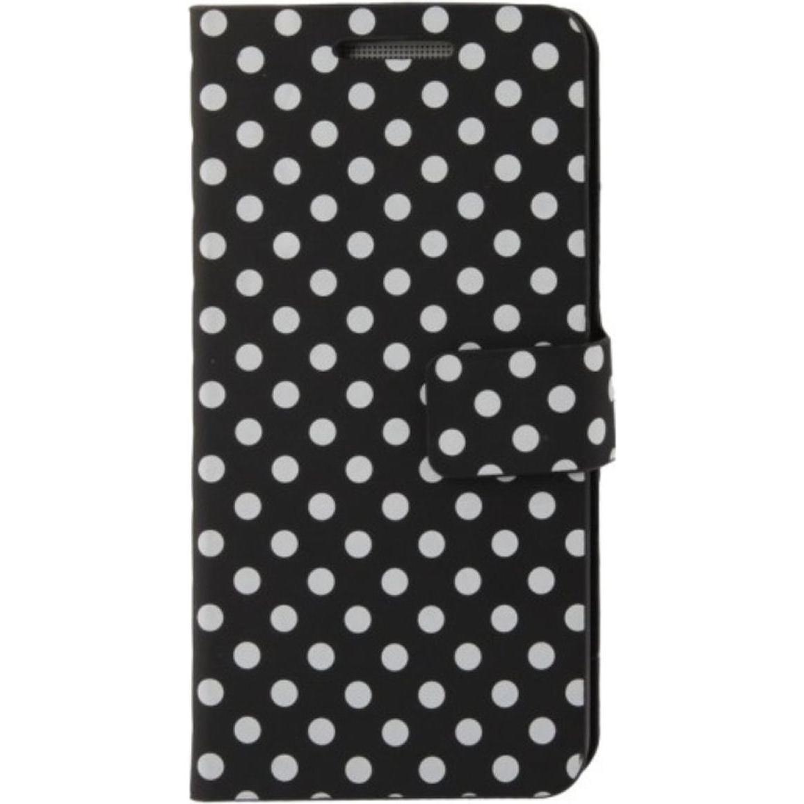 König Design Schutzhülle Handytasche (Flip Quer) für Handy HTC One mini M4 Schwarz / Weiss (HTC One Mini), Smartphone Hü...