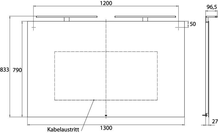 Immagine prodotto Emco mee Specchio luminoso a LED, due luci superiori, 1300 x 790 mm, 449600006