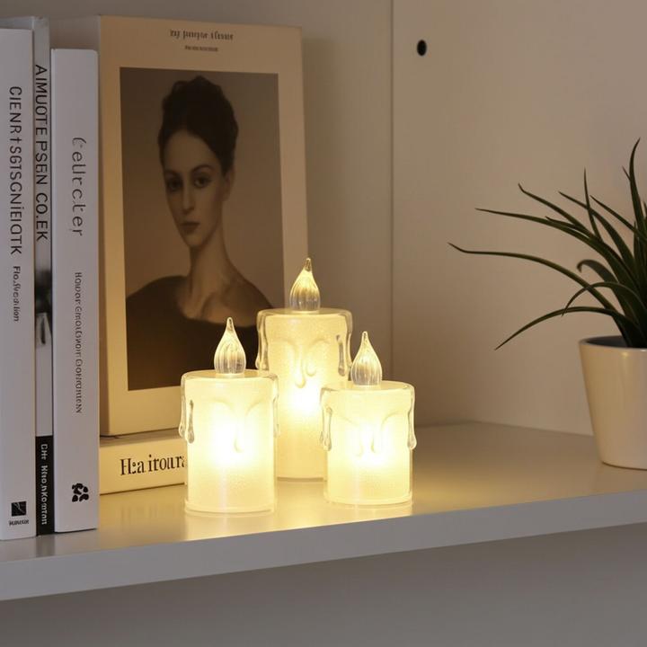 Actual product image Kaemingk Elegante LED-Kerzen im 3er-Set, transparente Flammen-Optik (3x)