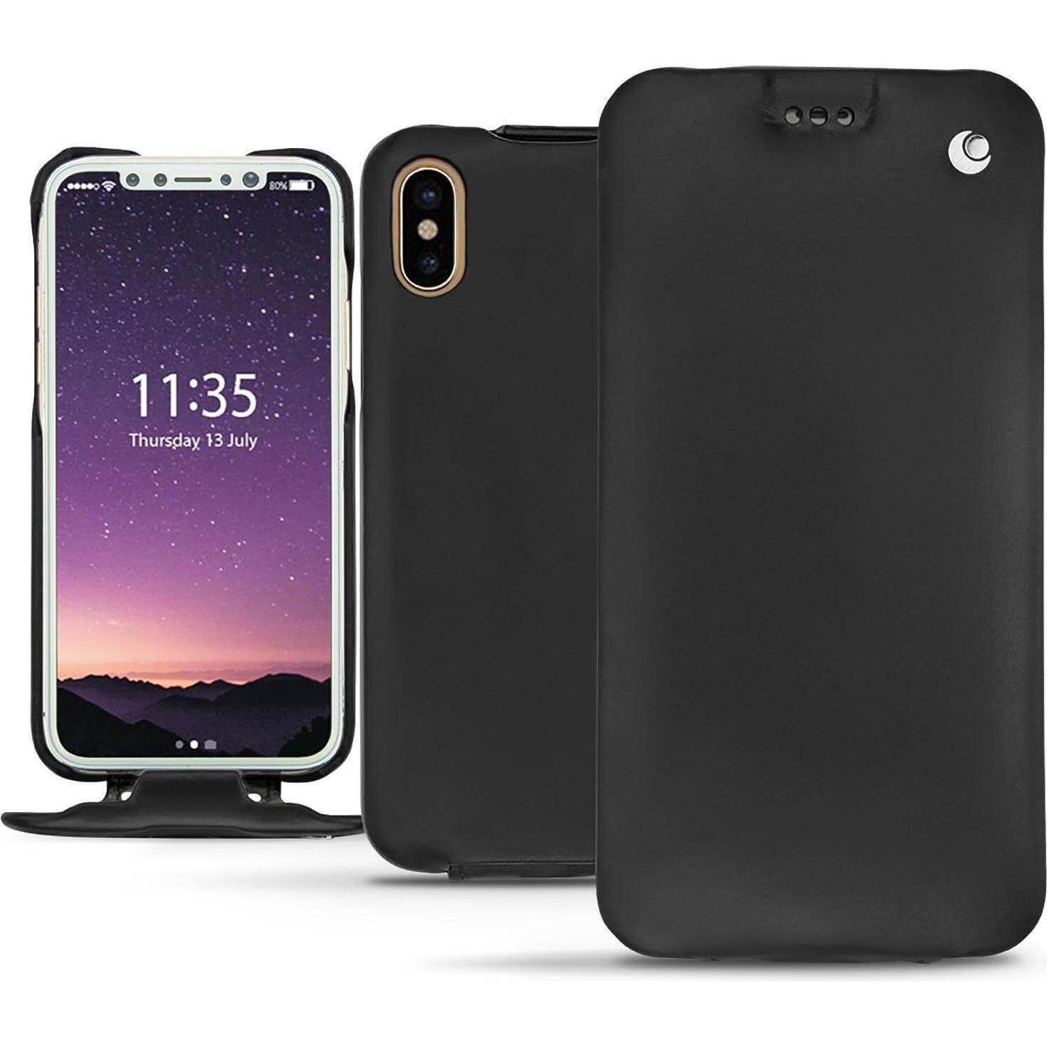 Noreve Lederschutzhülle vertikal (Apple iPhone X), Smartphone Hülle, Schwarz