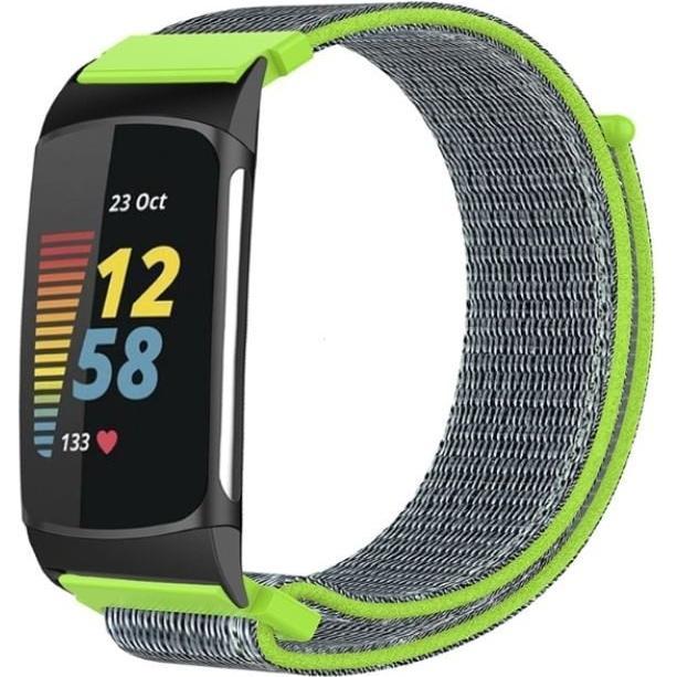 Strap-it Nylonarmband (Nylon, Fitbit Charge 5), Uhrenarmband, Mehrfarbig, Grau