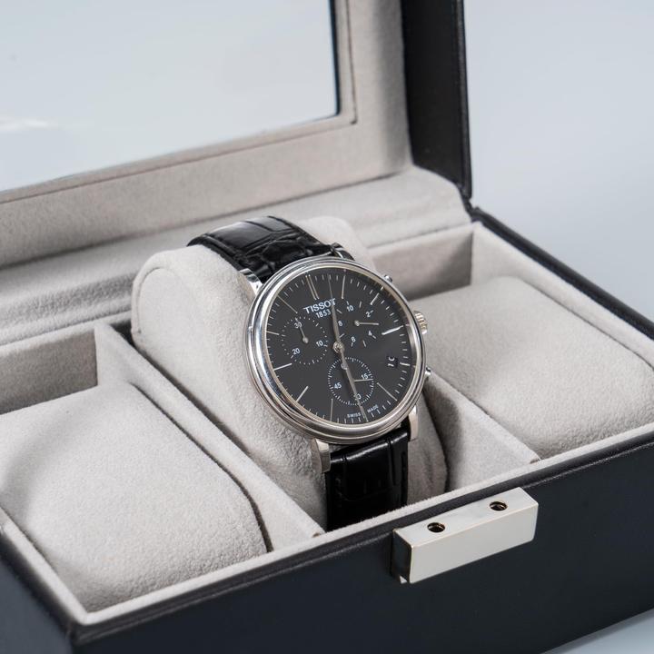 Produktbild Only-Bags.Store Uhrenbox mit 3 Fächern, Uhrenbox mit Glasdeckel, Uhrenkoffer mit Uhrenkissen