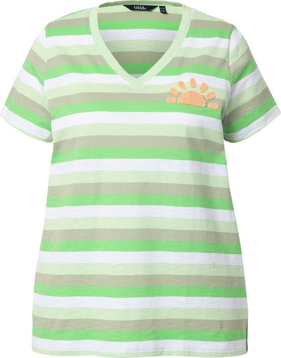 Produktbild Ulla Popken Ringelshirt, Sonne, A-Linie, V-Ausschnitt, Halbarm (62)