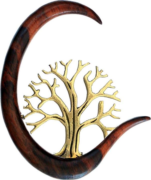 Immagine prodotto Star Piercing Gancio per orecchio a forma di albero della vita in legno di Narra (Ottone, Organico)