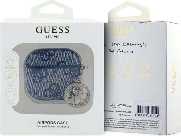 Productafbeelding Guess 4G Strass Charm Cover für Apple Airpods 4 - blue (Hoofdtelefoon hoes)