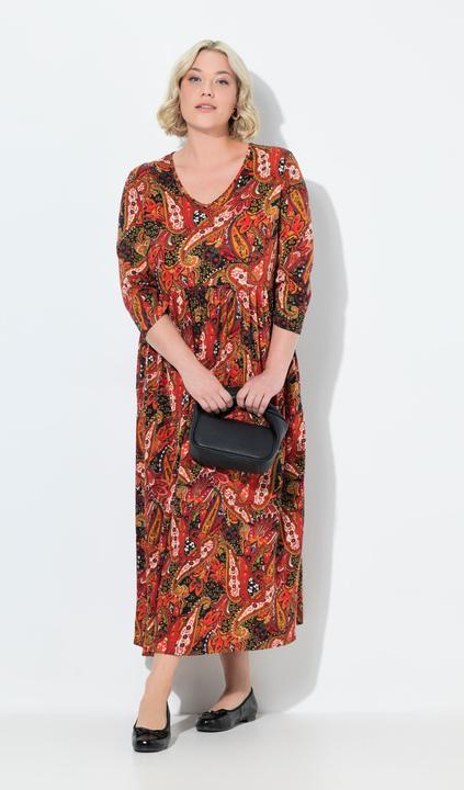 Actual product image Ulla Popken Paisley Empire Knit A-Line Pocket Dress (68)