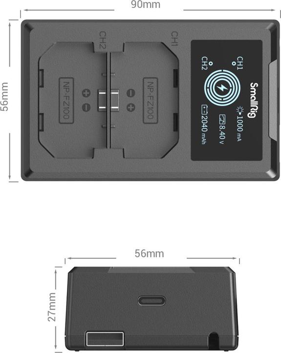 Produktbild SmallRig 4087 Battery Charger For NP-FZ100 Batteries (Kamera Akku Ladegerät)