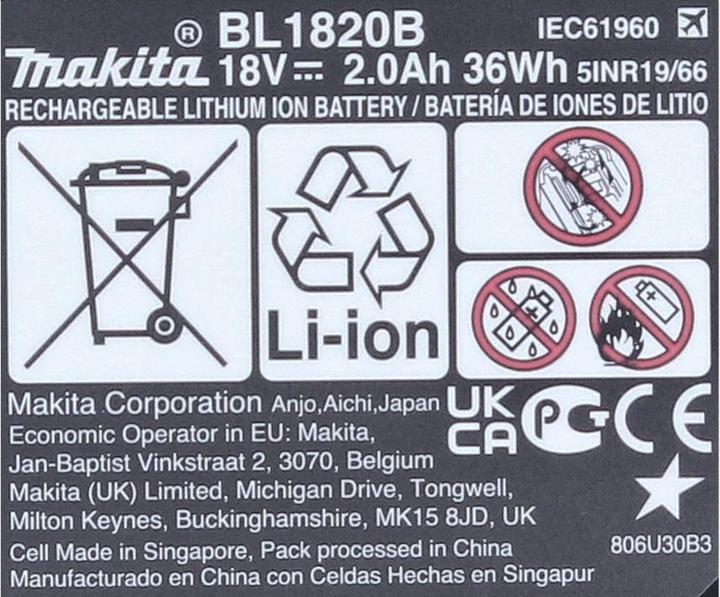Produktbild Makita Akku BL1820B (18 V)