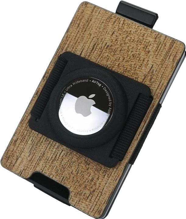 Actual product image Aviator Wallet SLIDE, Wood Carbon Fiber with AirTag Cash Clip