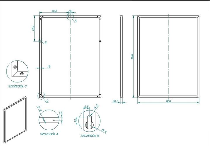Produktbild Elita MIRROR WITH FRAME 60X80 BLACK 19MM (60 x 80 cm)