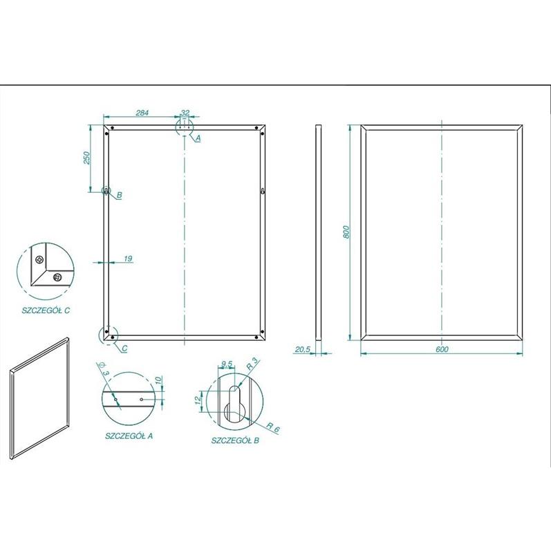 Thumbnail - Elita, Spiegel, MIRROR WITH FRAME 60X80 BLACK 19MM