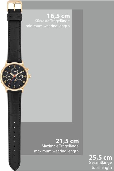 Produktbild Multifunktionen Moontime II Echtleder Gelbgold - 34082 (Analoguhr, 40 mm)