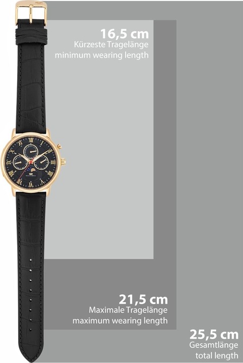 Immagine prodotto Multifunzioni Moontime II Vera Pelle Oro Giallo - 34082 (Orologio da polso analogico, 40 mm)