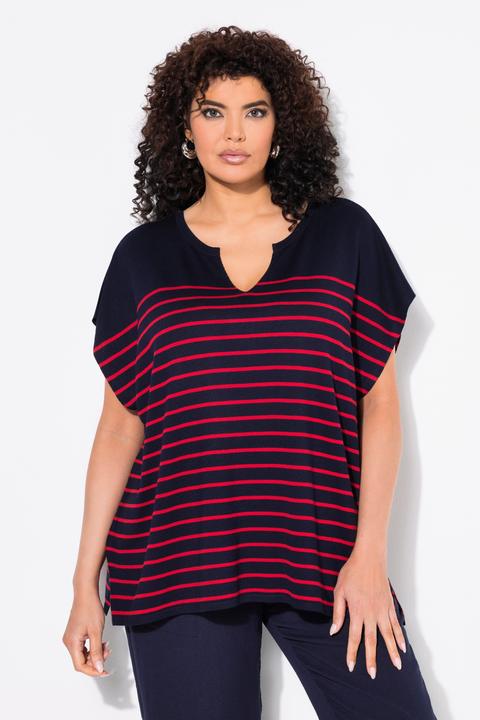 Immagine prodotto Ulla Popken Pullover dal taglio oversize a righe con taglio a mantella e scollo a girocollo (46, 48)