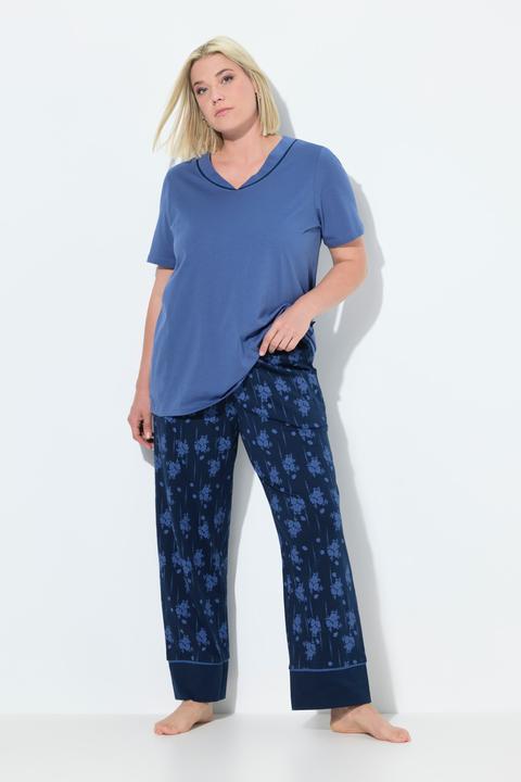 Produktbild Ulla Popken Pyjama, Blüten, V-Ausschnitt, Halbarm (58)
