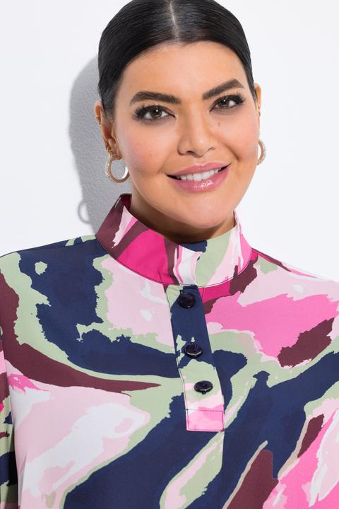 Actual product image Ulla Popken Marbled Long Sleeve Layered Tunic Blouse (58)
