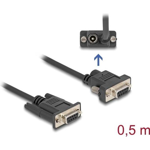 Delock Seriell Kabel RS-232 D-Sub9 Buchse zu D-Sub9 Buchse S (0.50 m), Schnittstellenkabel