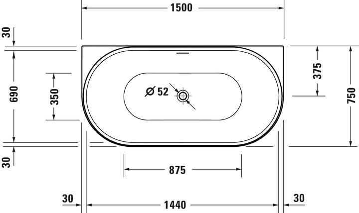 Produktbild Duravit DuraSenja Badewanne (226 l, 150 cm, 75 cm)