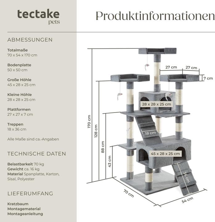 Produktbild tectake Barney (170 cm, Grau)