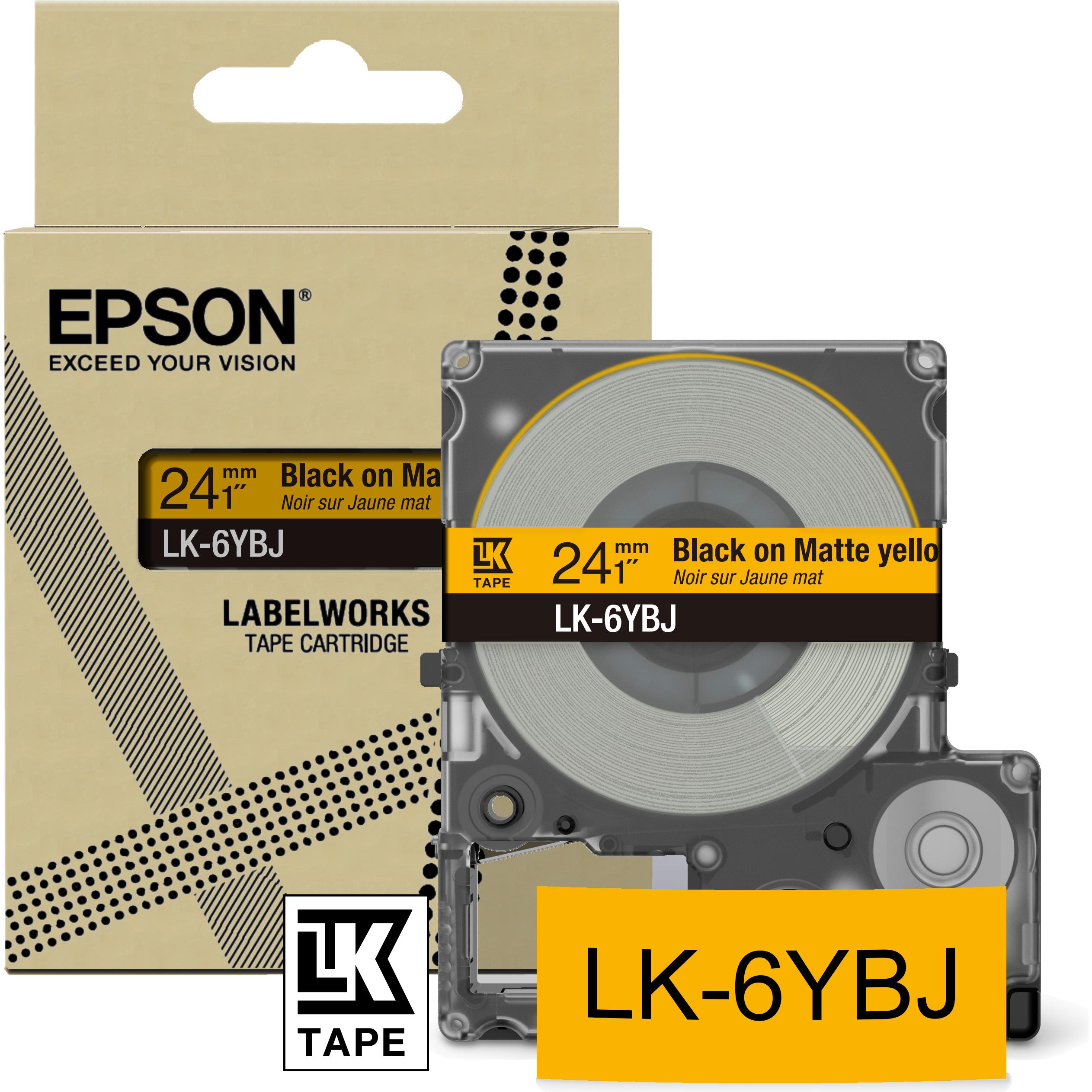 Thumbnail - Epson, Beschriftungsband, Matte Yellow/Black 24mm LK-6YBJ (2.40 cm, Gelb)