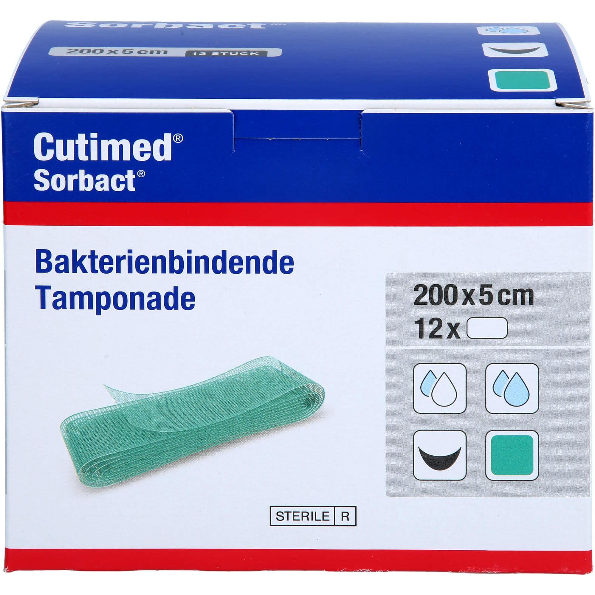 BSN, Verbandsmaterial, Cutimed Sorbact Tamponaden 5x200cm, 12 St TPO