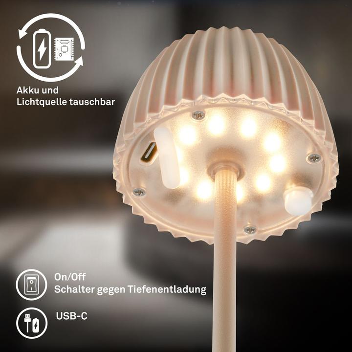Immagine prodotto Briloner Brilo unplugged RIFFLE Akku Nano Tischleuchte mit Lichtkante - Beige (130 lm)