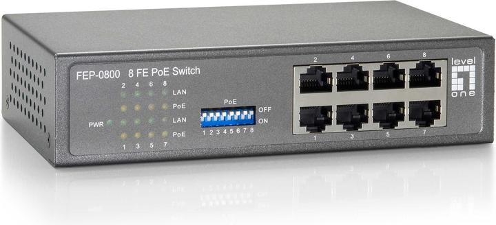 Produktbild LevelOne FEP-0800: 8Port Switch, PoE (8 Ports)
