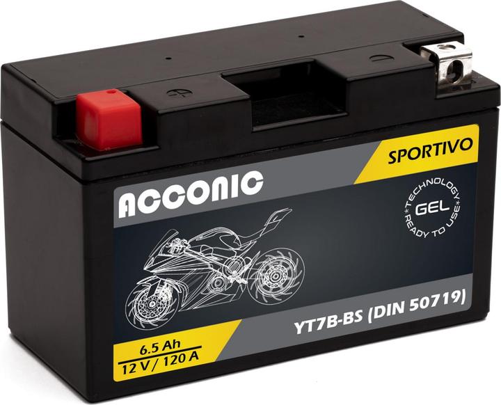 Actual product image Acconic Sportivo GEL YT7B-BS Motorradbatterie 6,5 Ah 12V (DIN 50719) (12 V, 6.50 Ah)