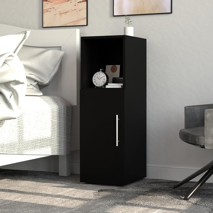 Produktbild VCM Nachtschrank | Masse ca. H. 90 x B. 30 x T. 35 cm | Beistelltisch mit Drehtühr | Nachttisch - Narila (30 x 35 x 90 cm)