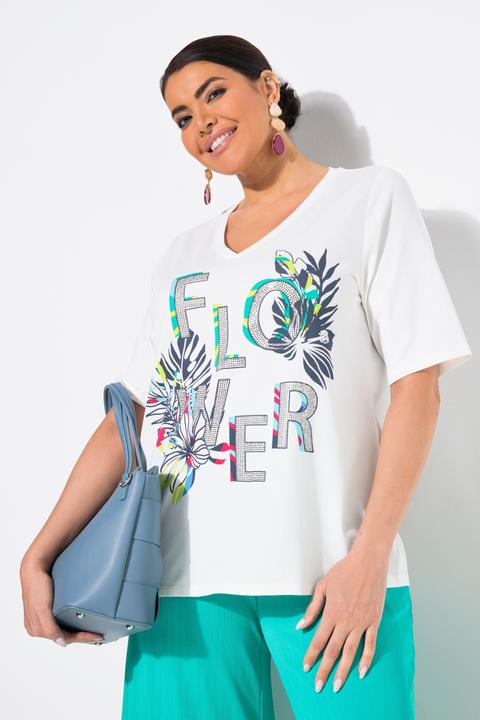 Produktbild Ulla Popken T-Shirt, Flower, Classic, V-Ausschnitt, Halbarm (46, 48)