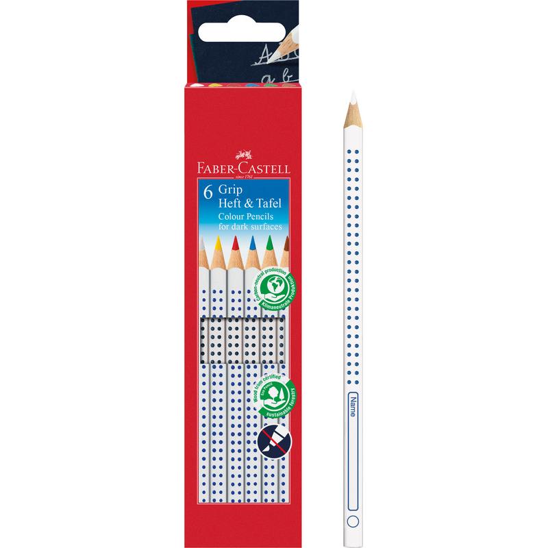 Thumbnail - Faber-Castell, Malstifte, Kreiden Grip Heft & Tafel (Weiss, 1 x)