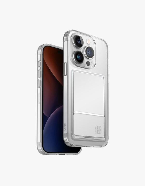 Actual product image Uniq etui Air Fender ID iPhone 15 Pro 6.1" nude transparent Cardslot (Apple iPhone 15 Pro)
