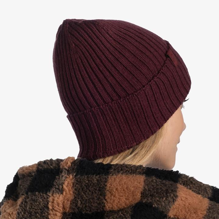 Actual product image Buff Knitted Hat Norval Maroon (One size)