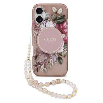 Guess Iml Flowers Strap MagSafe Case Für Apple IPhone 17 - Pink (Apple IPhone 17), Smartphone Hülle, Pink, Rosa