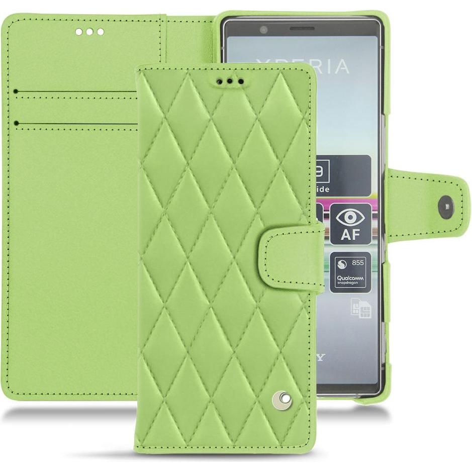 Noreve Lederschutzhülle Wallet (Sony Xperia 5), Smartphone Hülle, Grün