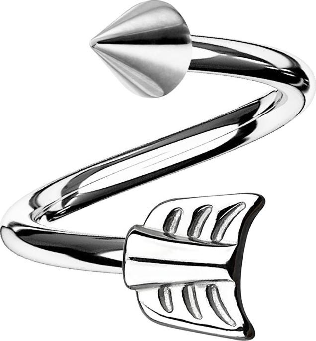 Actual product image Star Piercing Spiral silver with cone and arrow (without brass, Surgical steel 316L)