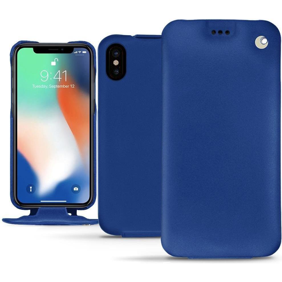 Noreve Lederschutzhülle vertikal (Apple iPhone XS Max), Smartphone Hülle, Blau
