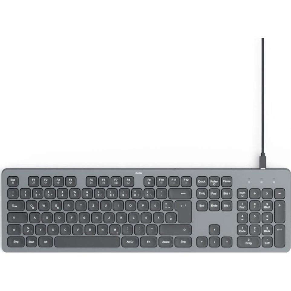 Hama CK-400 Tastatur kabelgebunden schwarz (DE, Kabelgebunden), Tastatur, Schwarz