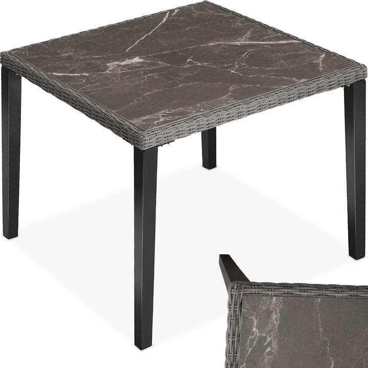 tectake Table en rotin Tarent 93,5 x 93,5 x 75 cm (93.50 x 93.50 x 75 cm)