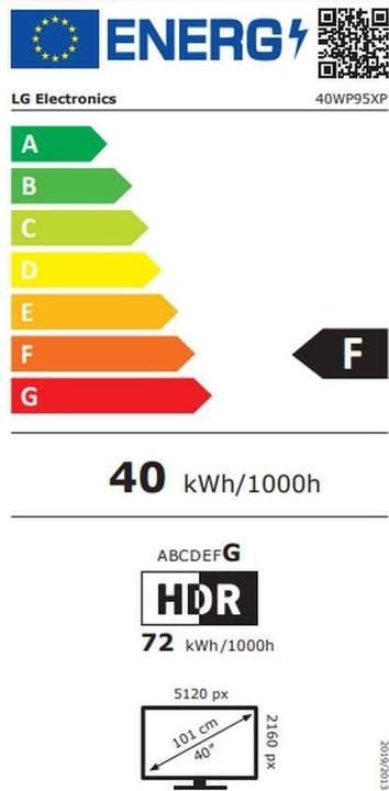 Energie-Label LG 40WP95XP-W (5120 x 2160 Pixel, 39.70")