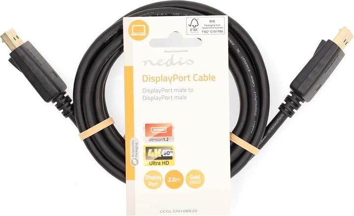 Produktbild Nedis Displayport-Kabel | DisplayPort Stecker | DisplayPort Stecker | 4K@60Hz | Vernickelt | 2.00 m (2 m, DisplayPort, 1.2)