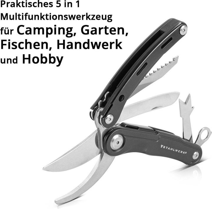 Actual product image Stahlwerk Multitool 5 Tools Pocket knife Multifunctional tool Garden shears (5 Functions)